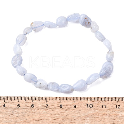 Natural Blue Lace Agate Beaded Stretch Bracelets BJEW-F414-02B-12-1