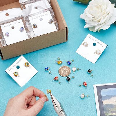 10 pairs 5 Colors Handmade Millefiori Lampwork Earring Stud Settings and Ear Nuts EJEW-UN0001-55-1