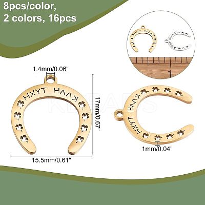 16Pcs 2 Colors 201 Stainless Steel Pendants STAS-CA0001-52-1
