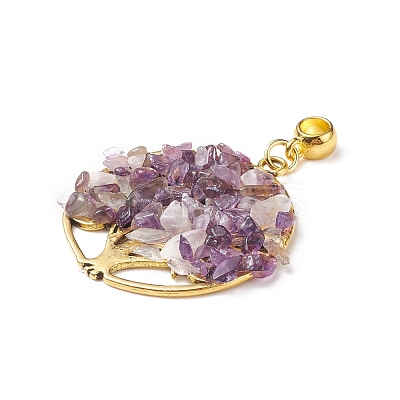 Natural Mixed Gemstone Chips European Dangle Charms PALLOY-JF01908-1