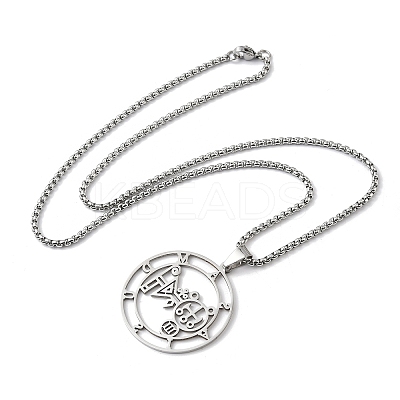 201 Stainless Steel Demon Seal Sigil Pendant Necklaces NJEW-H065-17P-1
