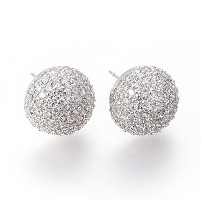 Brass Stud Earrings EJEW-F191-02P-1