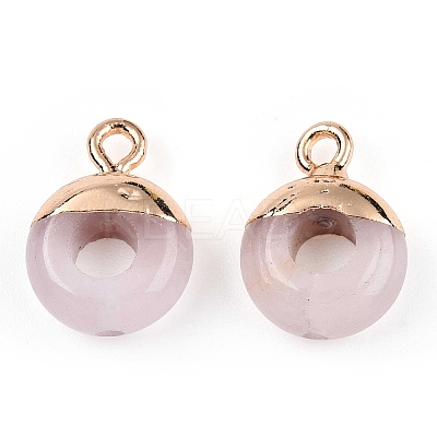 Natural Rose Quartz Flat Round/Donut Charms G-I347-17-1