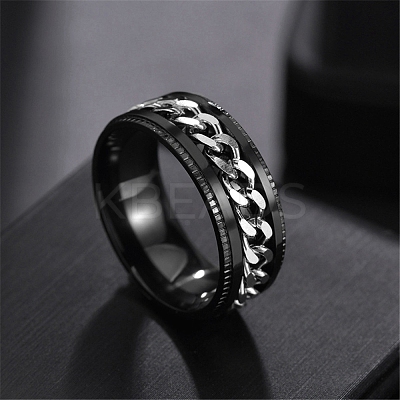 Non-Tarnish Stainless Steel Chains Rotating Finger Ring PW-WG67706-06-1