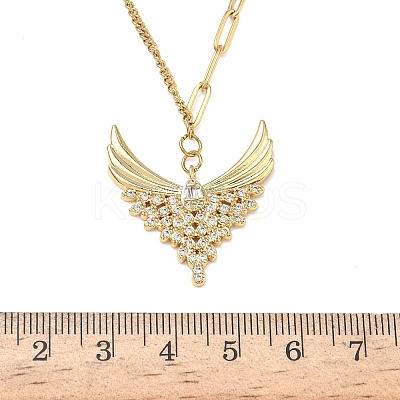304 Stainless Steel Micro Pave Clear Cubic Zirconia Pendant Necklaces for Women NJEW-Z103-01G-07-1