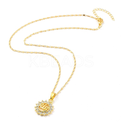 Golden Alloy Rhinestone Pendant Necklaces LS-NJEW-P284-01G-1