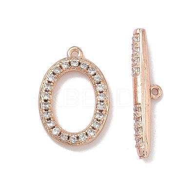 Oval Brass Micro Pave Clear Cubic Zirconia Toggle Clasps KK-G548-25-1