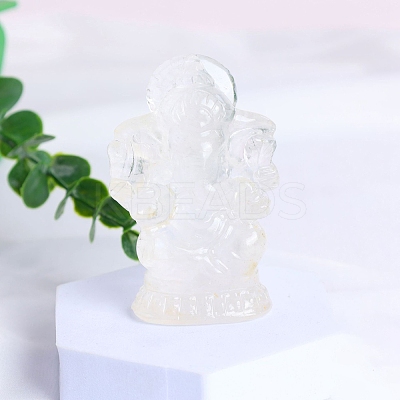 Ganesha Natural Quartz Crystal Healing Figurines PW-WG31949-02-1