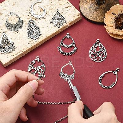 40Pcs 10 Styles Tibetan Style Retro Zinc Alloy Connector Charms FIND-CJ0003-60-1