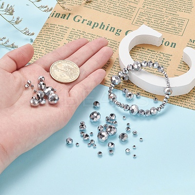 710Pcs Electroplate Transparent Glass Beads Strands DIY-YW0003-07-1