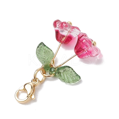 4Pcs 4 Styles Flower Glass & Acrylic Pendant Decorations X1-HJEW-TA00265-1