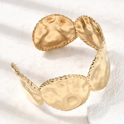 Boho 304 Stainless Steel Hammered Texture Cuff Bangles SA-CBA1E89-01B-G-1