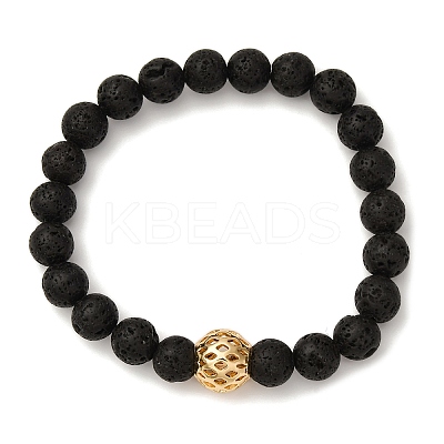 2Pcs Natural Lava Rock Beads Stretch Bracelets for Men Women BJEW-JB12040-1