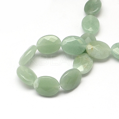 Faceted Oval Natural Green Aventurine Beads Strands X-G-R303-09-1