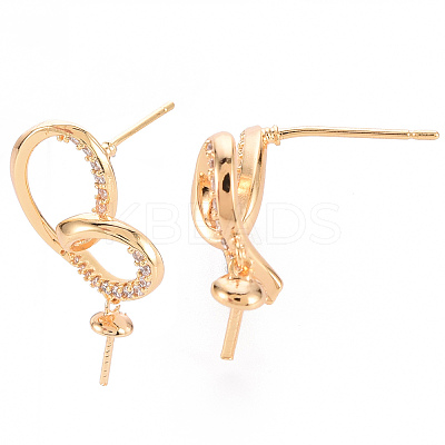 Brass Micro Pave Clear Cubic Zirconia Earring Findings KK-T062-232G-NF-1