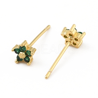 Cubic Zirconia Flower Stud Earrings EJEW-C035-15G-1