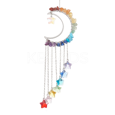 Glass Star Pendant Decoration HJEW-JM01182-01-1