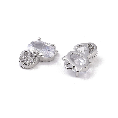 Brass Micro Pave Clear Cubic Zirconia Pendants KK-K351-31P-1
