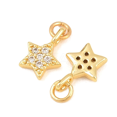 Brass Micro Pave Cubic Zirconia Charms KK-F927-09E-G-1