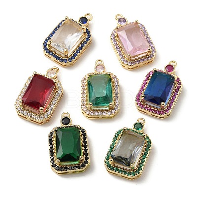 Brass with K9 Glass & Rhinestone Pendants KK-C024-47KCG-1