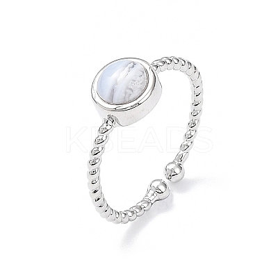 Natural Blue Lace Agate Cuff Rings RJEW-E074-01P-05-1