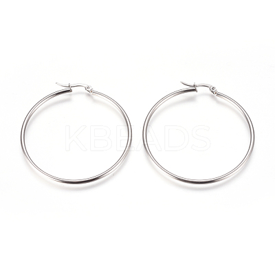 Tarnish Resistant 201 Stainless Steel Big Hoop Earrings EJEW-F237-02C-P-1