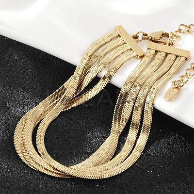 304 Stainless Steel Snake Chain Multi-Strand Bracelets For Women BJEW-Z095-01A-G-1