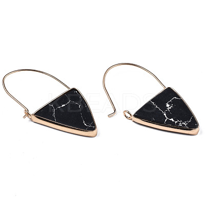 Synthetic Turquoise Triangle Dangle Hoop Earrings G-S359-363A-1
