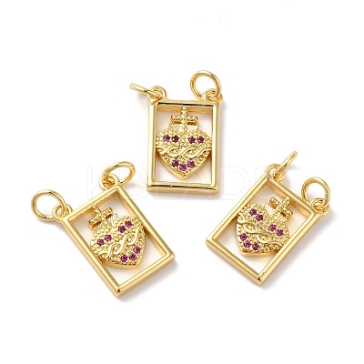 Rack Plating Brass Micro Pave Cubic Zirconia Pendants KK-E281-17G-1