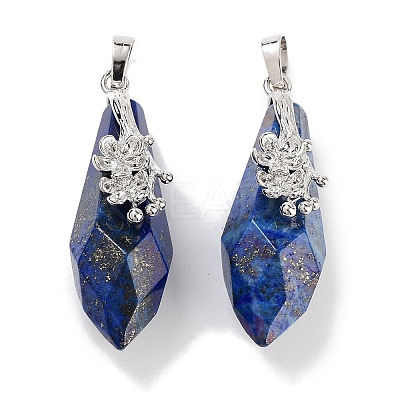 Natural Lapis Lazuli Faceted Teardrop Pendants G-Q163-04P-02-1