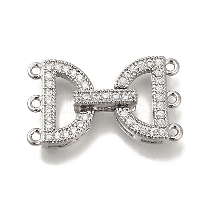 Brass Micro Pave Clear Cubic Zirconia Fold Over Clasps KK-H480-40P-1
