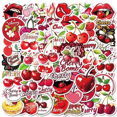 50Pcs Cartoon Cherry Paper Stickers STIC-C012-15-1