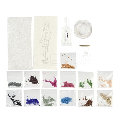 MIYUKI Seed Beads Camp Girls Brooch Making Kits DIY-H165-01C-1