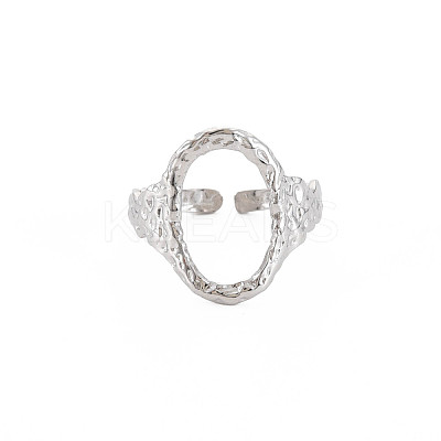 Non-Tarnish 304 Stainless Steel Open Oval Wide Cuff Ring for Women RJEW-S405-167P-1