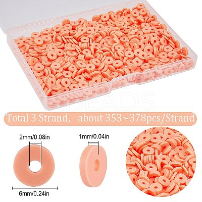 3 Strands Flat Round Handmade Polymer Clay Beads CLAY-SC0001-69B-1