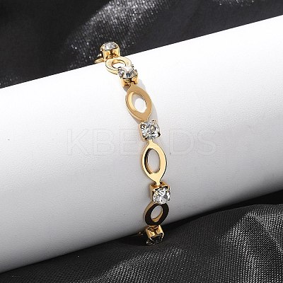304 Stainless Steel Rhinestone Cup Chain Bracelets for Women BJEW-F488-26C-G-1