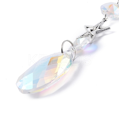 AB Color Plated Crystal Teardrop Big Pendant Decorations LS-HJEW-G019-03B-1
