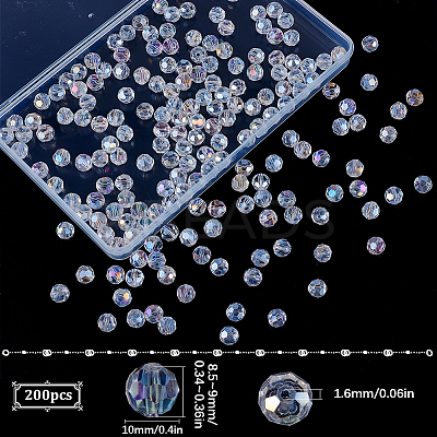 200Pcs Transparent Electropalte Glass Beads GLAA-SP0001-33-1