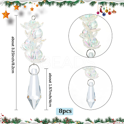 8Pcs Glass Pendants PALLOY-SP00008-1