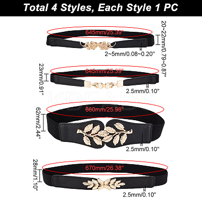 4Pcs 4 Style Imitation Leather Elastic Chain Belt AJEW-GA0006-22B-1