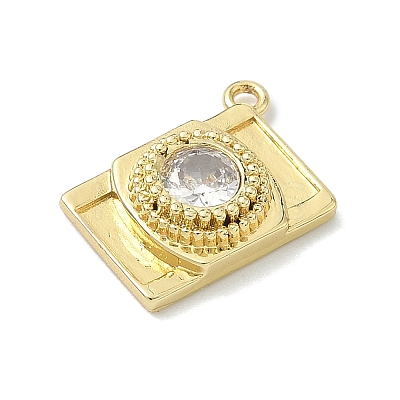 Brass Pave Clear Cubic Zirconia Charms KK-G548-08G-1