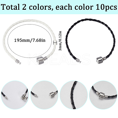 20Pcs 2 Colors Imitation Leather European Style Bracelet Making MAK-SC0001-29-1