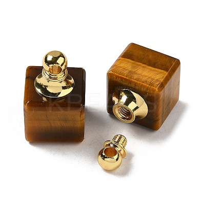 Natural Tiger Eye Perfume Bottle Pendants G-Z039-04G-02-1