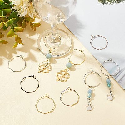 30Pcs 5 Colors Ion Plating(IP) 316 Surgical Stainless Steel Hoop Earrings Findings STAS-UN0030-95-1