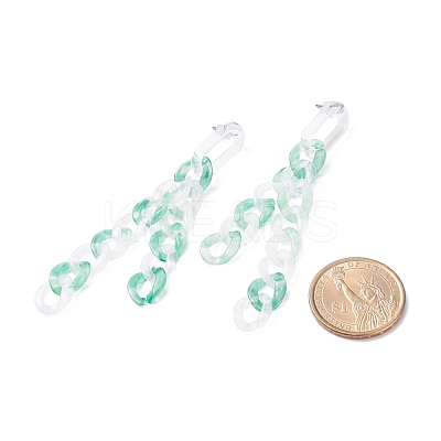 Acrylic Curb Chain Tassel Dangle Stud Earrings for Women EJEW-JE04767-03-1