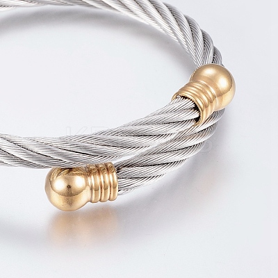 304 Stainless Steel Torque Bangles BJEW-G584-18A-1