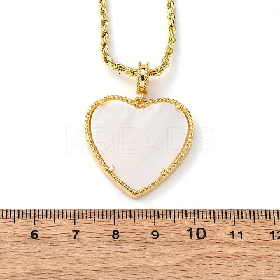Brass White Enamel Heart Pendant Necklaces for Women NJEW-K381-10G-1