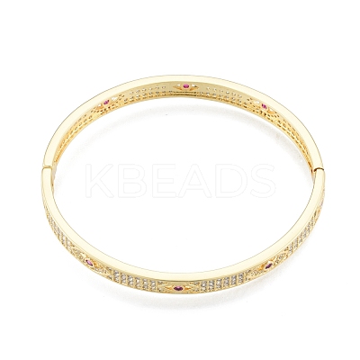 Cubic Zirconia Horse Eye Hinged Bangle BJEW-G651-07G-04-1
