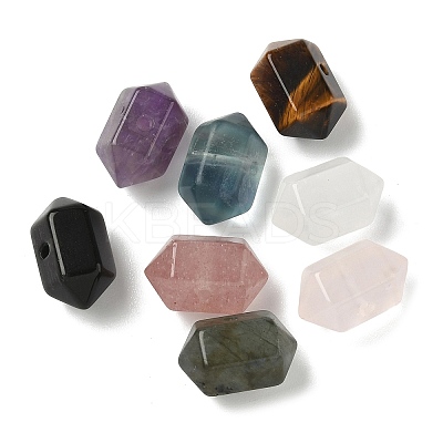 Natural Mixed Gemstone Double Terminal Pointed Faceted Chunk Bullet Beads G-C252-04-1