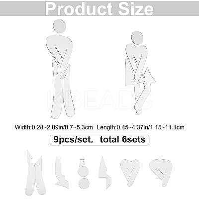 3D Plastic Self-Adhesive Man & Woman Pattern Mirror WC Sign DIY-WH0308-145C-1
